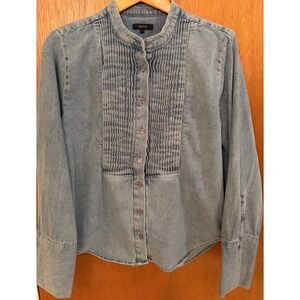 Quince Denim Pleated Button Down Shirt Size Large